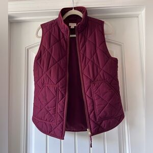 J. Crew Quilted Sleeveless Vest in Deep Burgundy